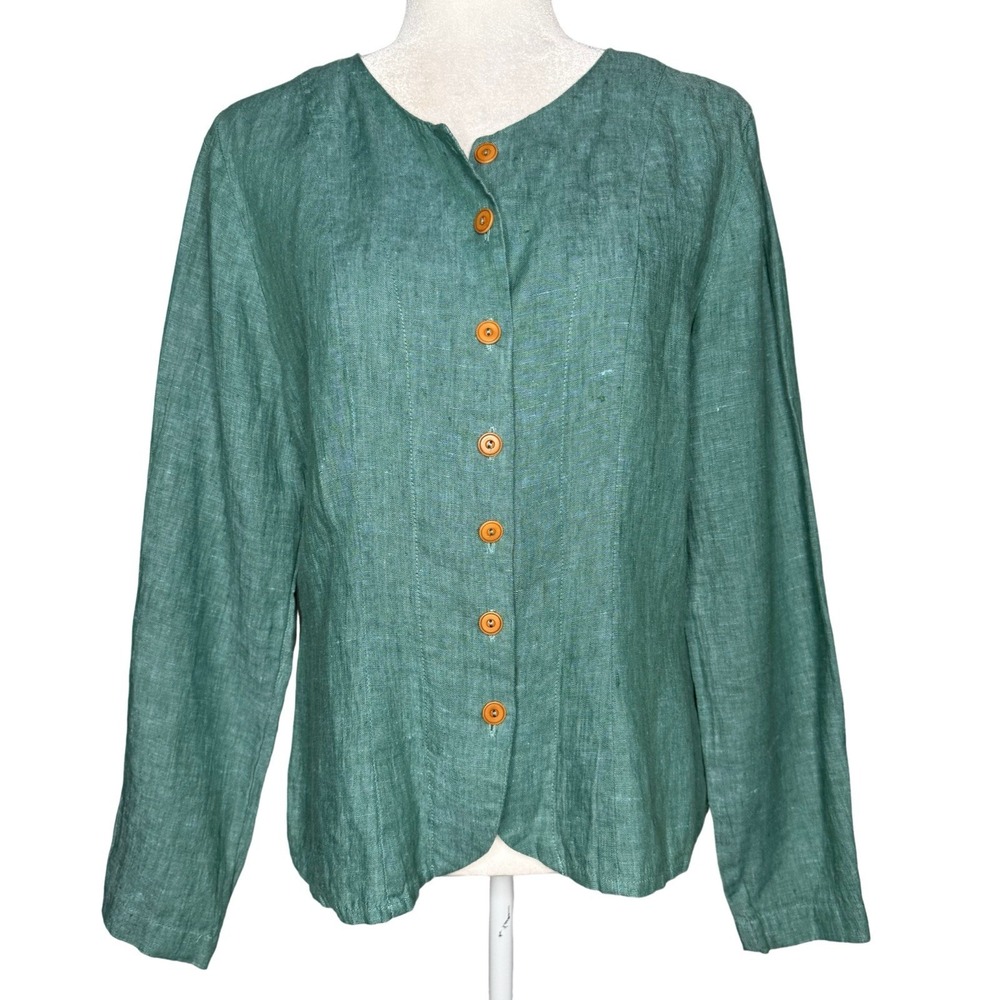Vintage FLAX Jeanne Engelhart S 100% Linen Jacket Lagenlook Minimalist Capsule